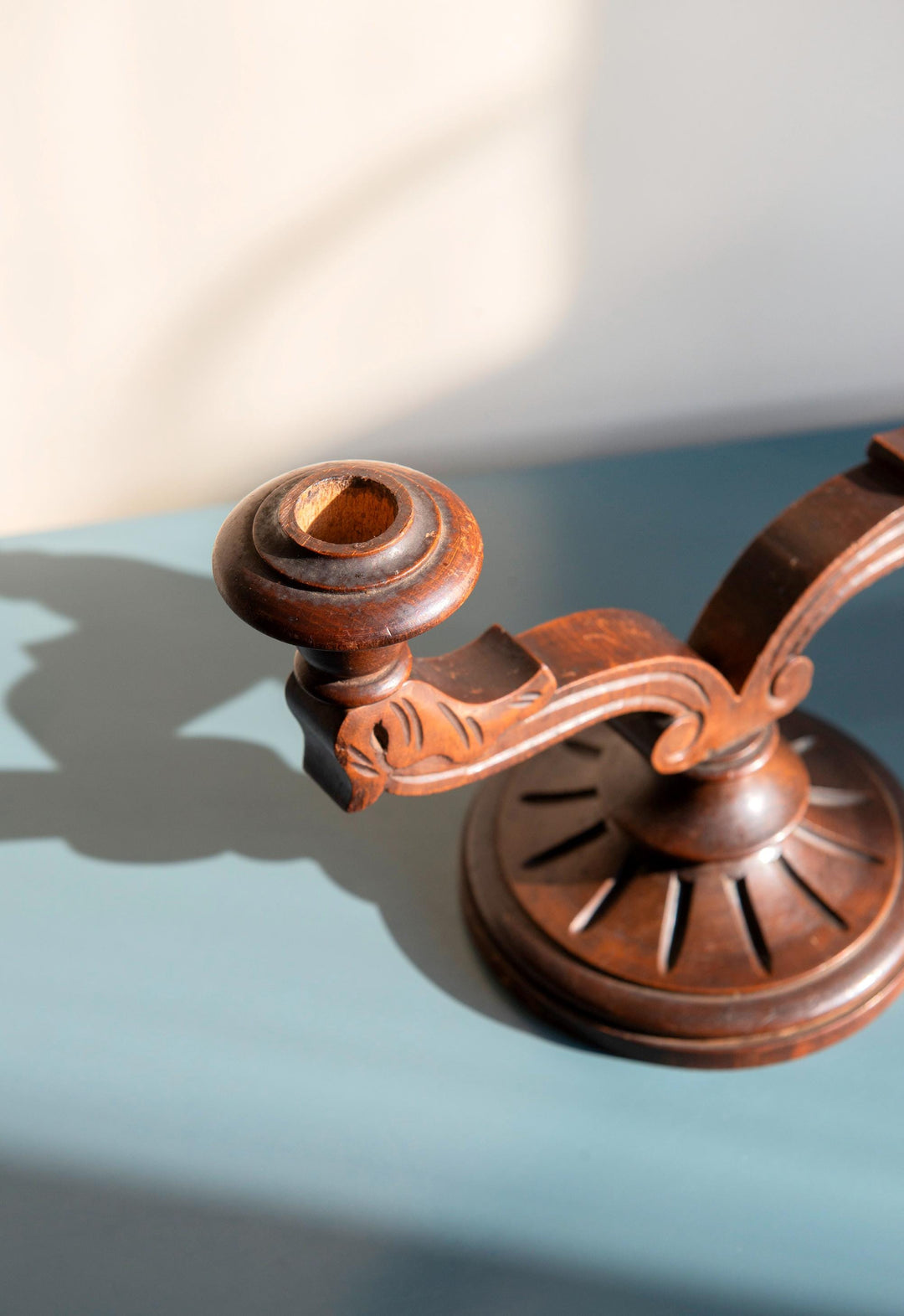 Antique Art Deco Oak Candle Holders – Pair, 1930s