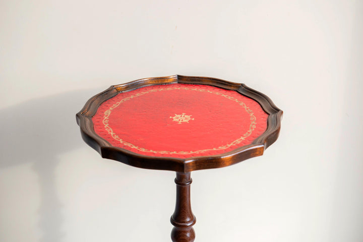 Antique Leather Top Wine Table