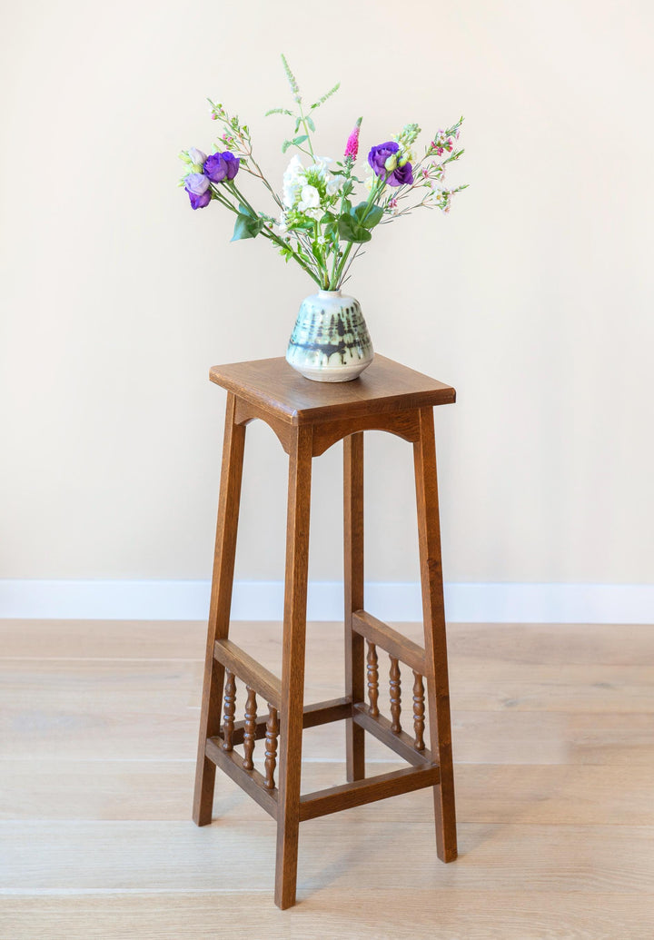 Vintage Dutch Oak Plant Stand with Spindle Details