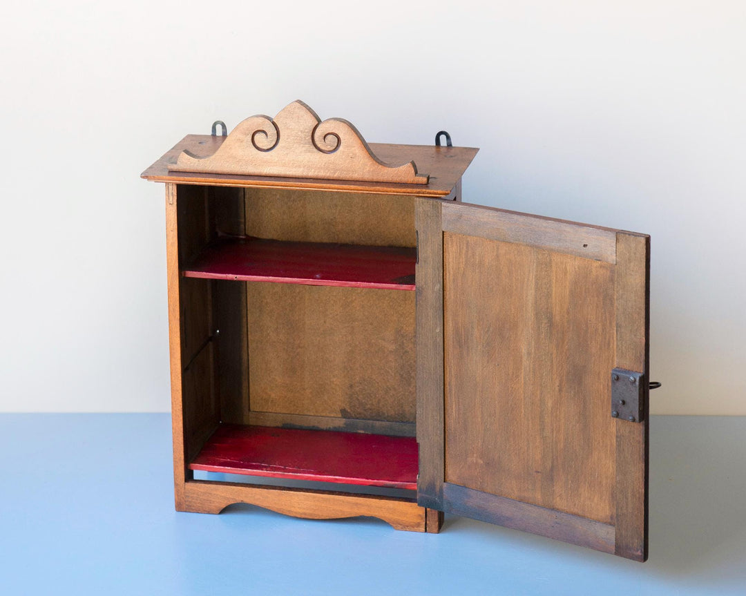 Antique Oak Victorian Medicine Cabinet with Lock