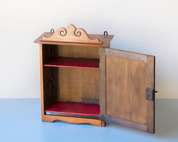 Antique Oak Victorian Medicine Cabinet with Lock