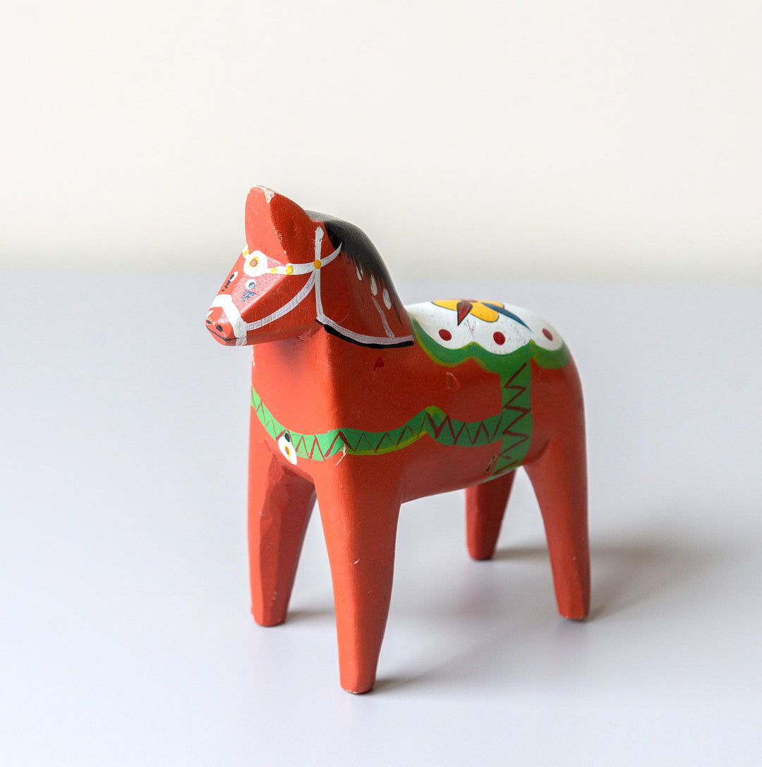 Vintage Swedish Red Dala Horse Statue – 1970s