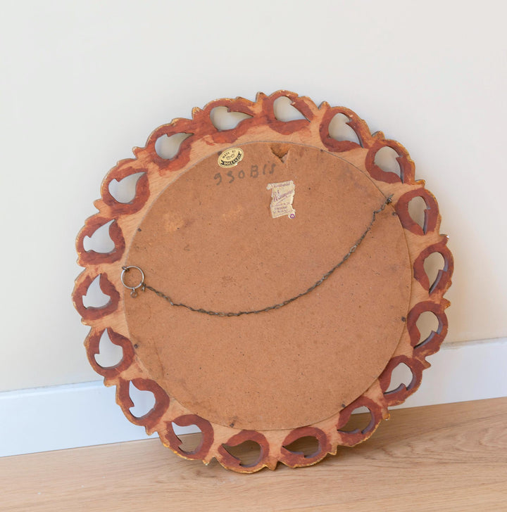 Italian Giltwood Round Wall Mirror - Hollywood Regency