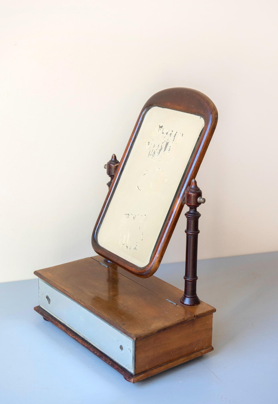 Antique Victorian Mahogany Table Mirror with Drawer