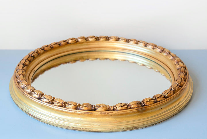 Vintage Round Giltwood Mirror - Hollywood Regency