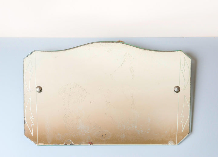 Antique Art Deco Frameless Beveled Wall Mirror