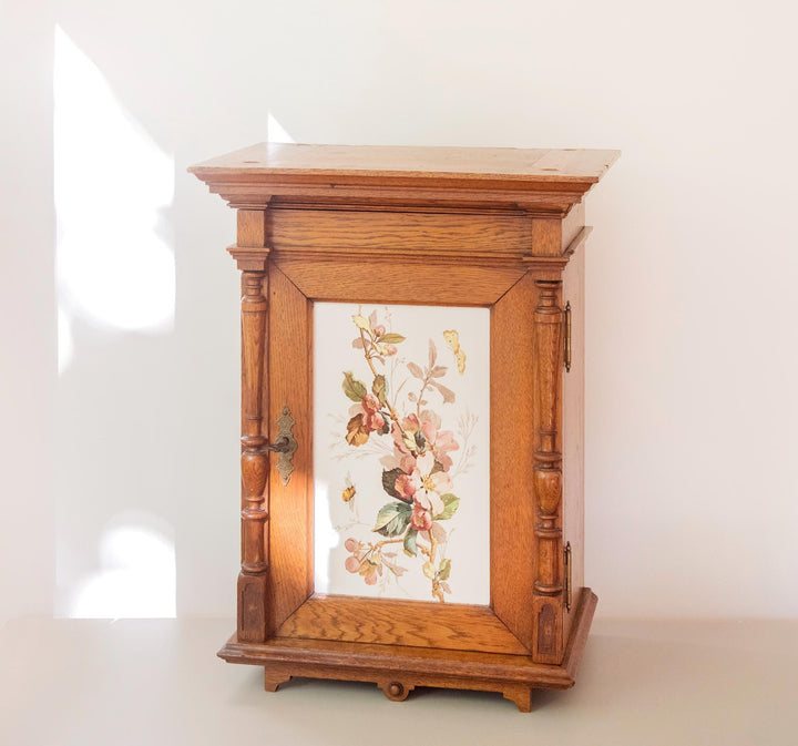 Antique German Neo-Gothic Oak Wall Cabinet