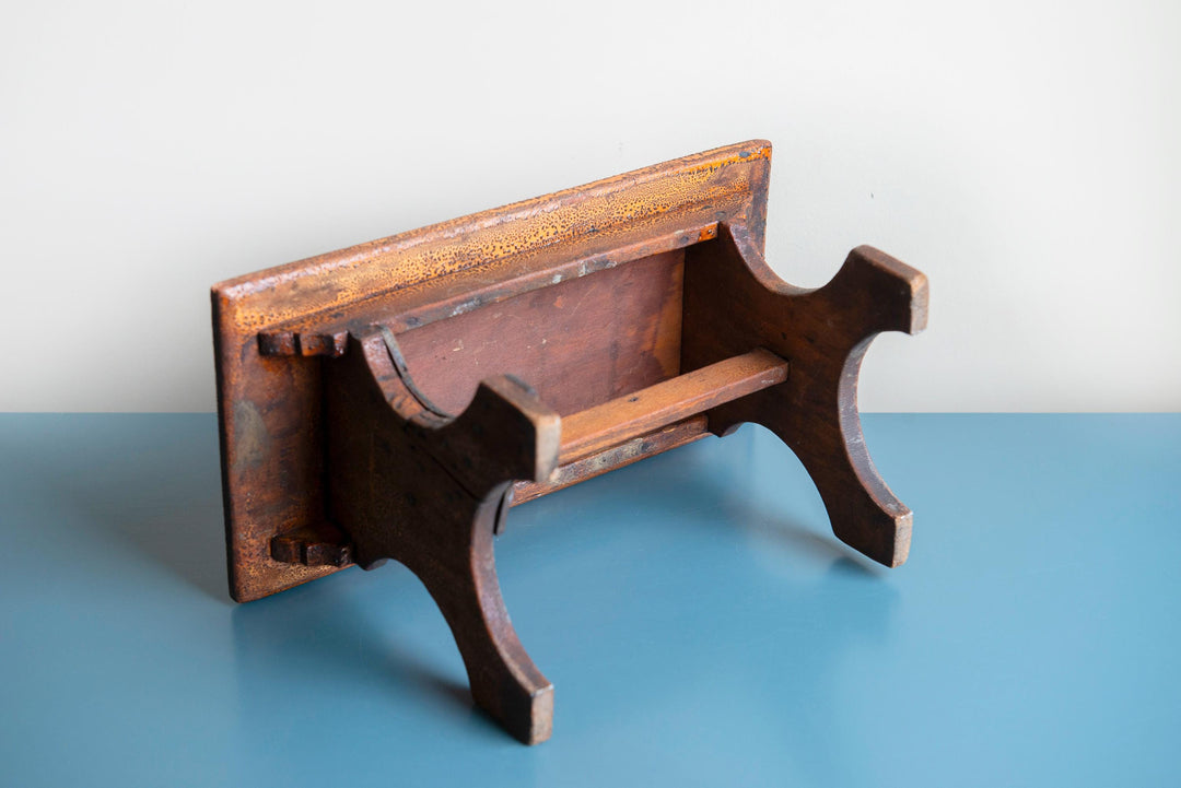 Antique Wooden Footstool with Craquelure Finish