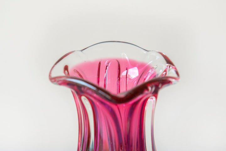Vintage Josef Hospodka Pink Art Glass Vase