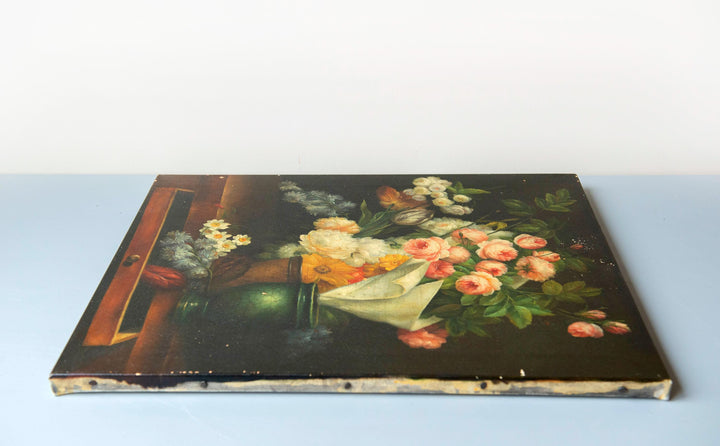 Antique Dutch Still Life Flower Painting on Canvas, 1900s