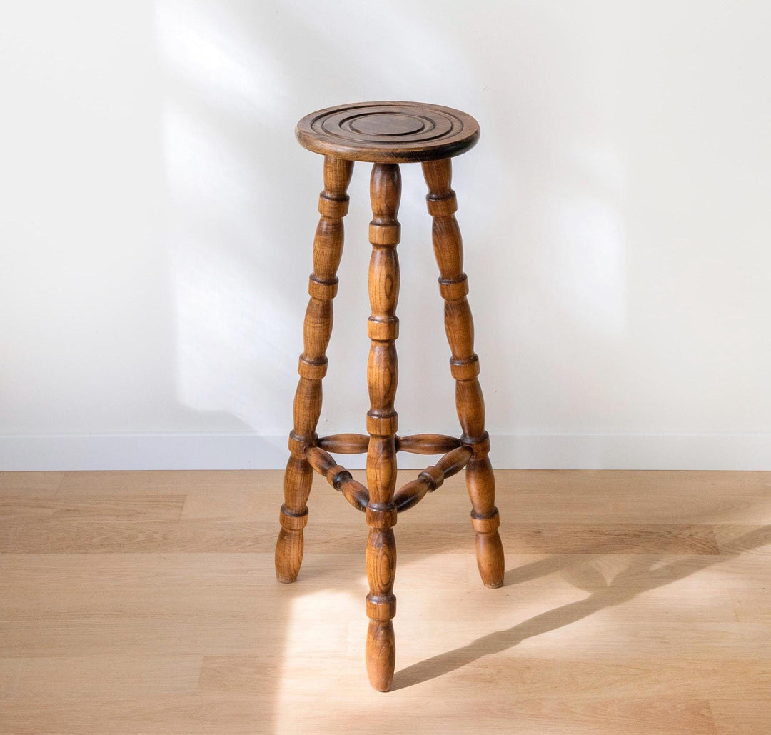 Vintage French Plant Stand - Tall Bobbin Pedestal