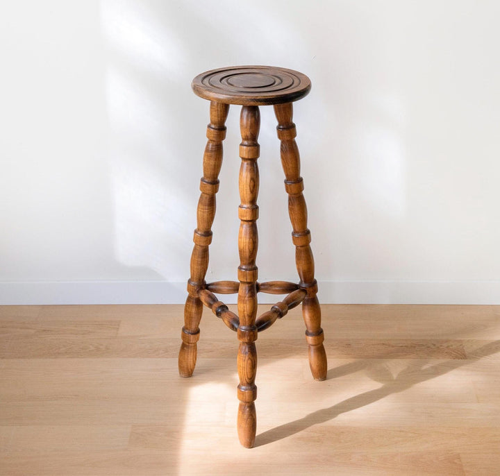 Vintage French Plant Stand - Tall Bobbin Pedestal