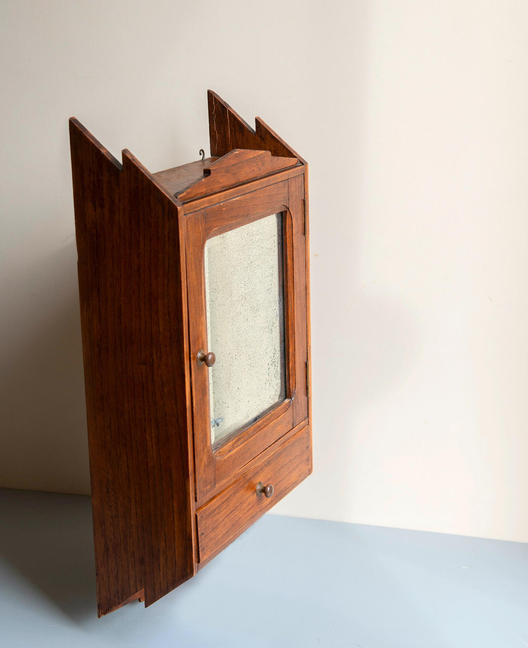 Antique French Wall Cabinet With Foxed Mirror
