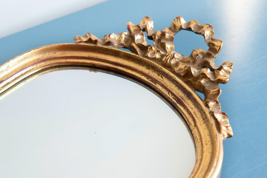 Vintage DeKnudt Belgian Gilt Bow Mirror, 1960s
