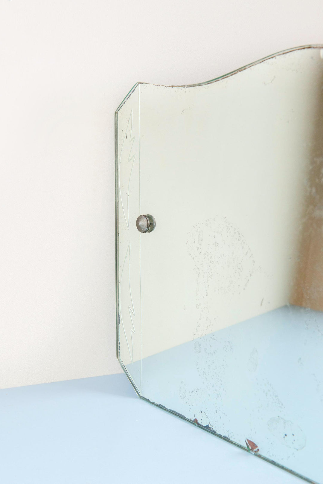 Antique Art Deco Frameless Beveled Wall Mirror