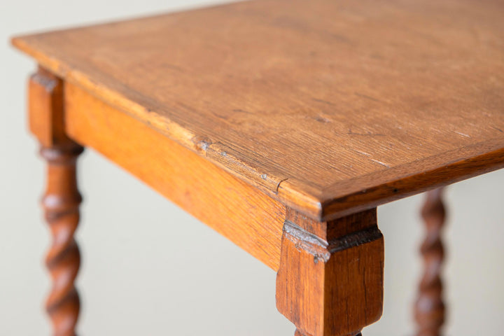Antique Oak Barley Twist Side Table