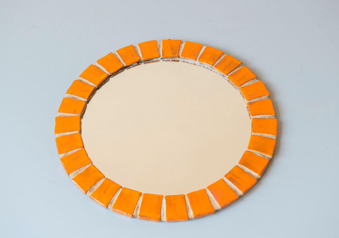 Vintage Orange Mosaic Tile Mirror, 1960s