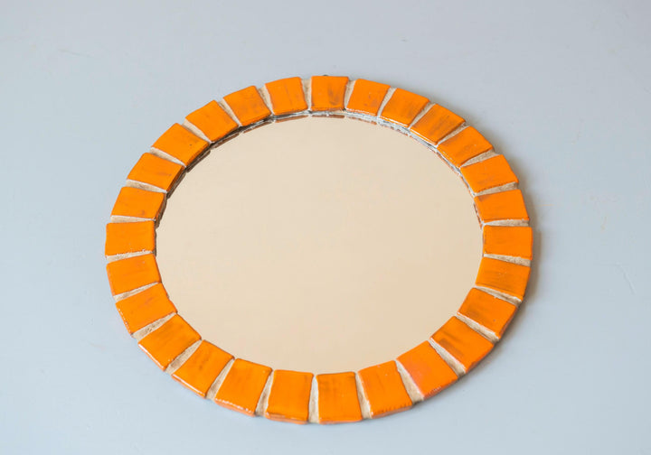 Vintage Orange Mosaic Tile Mirror, 1960s