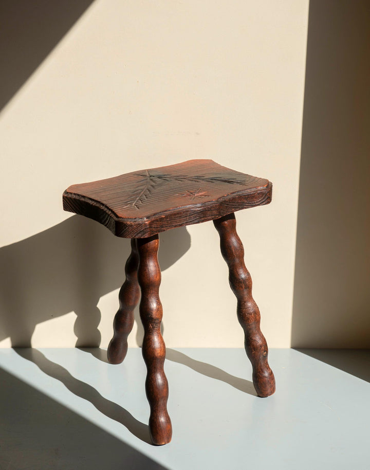 Antique Rustic French Bobbin Stool