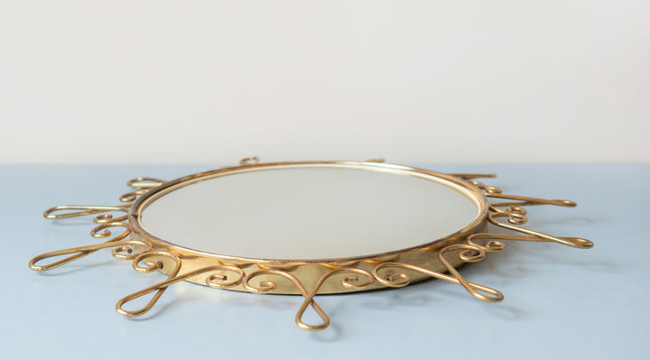 Vintage Belgian Convex Sunburst Mirror - Deknudt