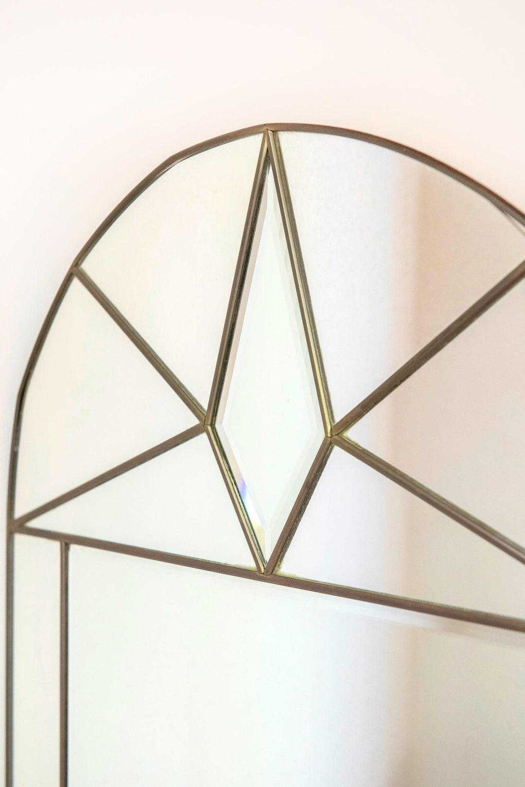 Vintage Art Deco Revival Brass Wall Mirror
