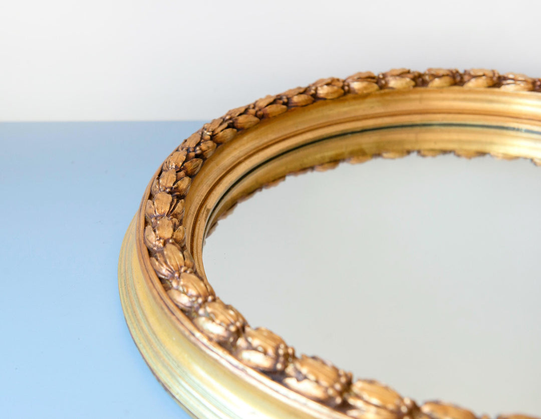 Vintage Round Giltwood Mirror - Hollywood Regency