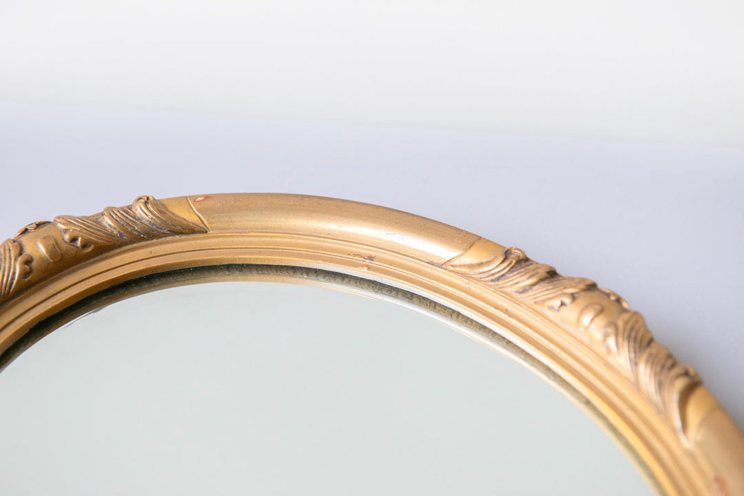 Vintage Belgian Oval Gold Wall Mirror – 1960s