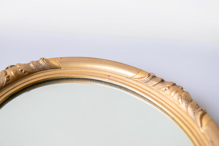 Vintage Belgian Oval Gold Wall Mirror – 1960s
