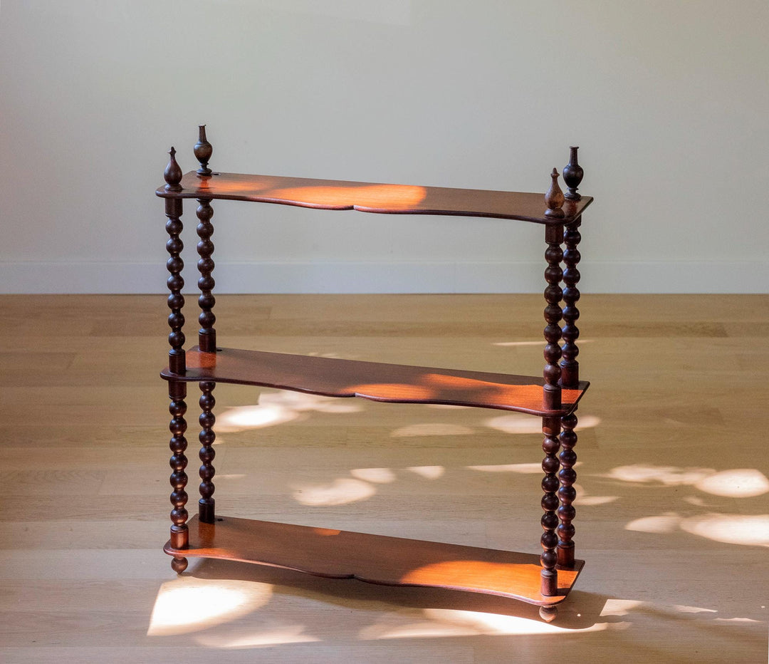 Antique Bobbin Wall Shelf - English Mahogany Etagere