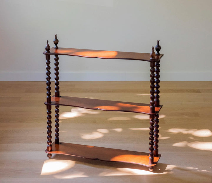 Antique Bobbin Wall Shelf - English Mahogany Etagere