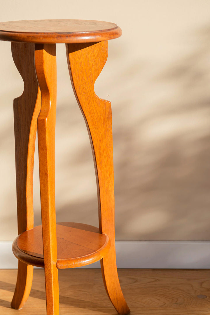 Vintage Art Deco Plant Stand - Round Wooden Etagere