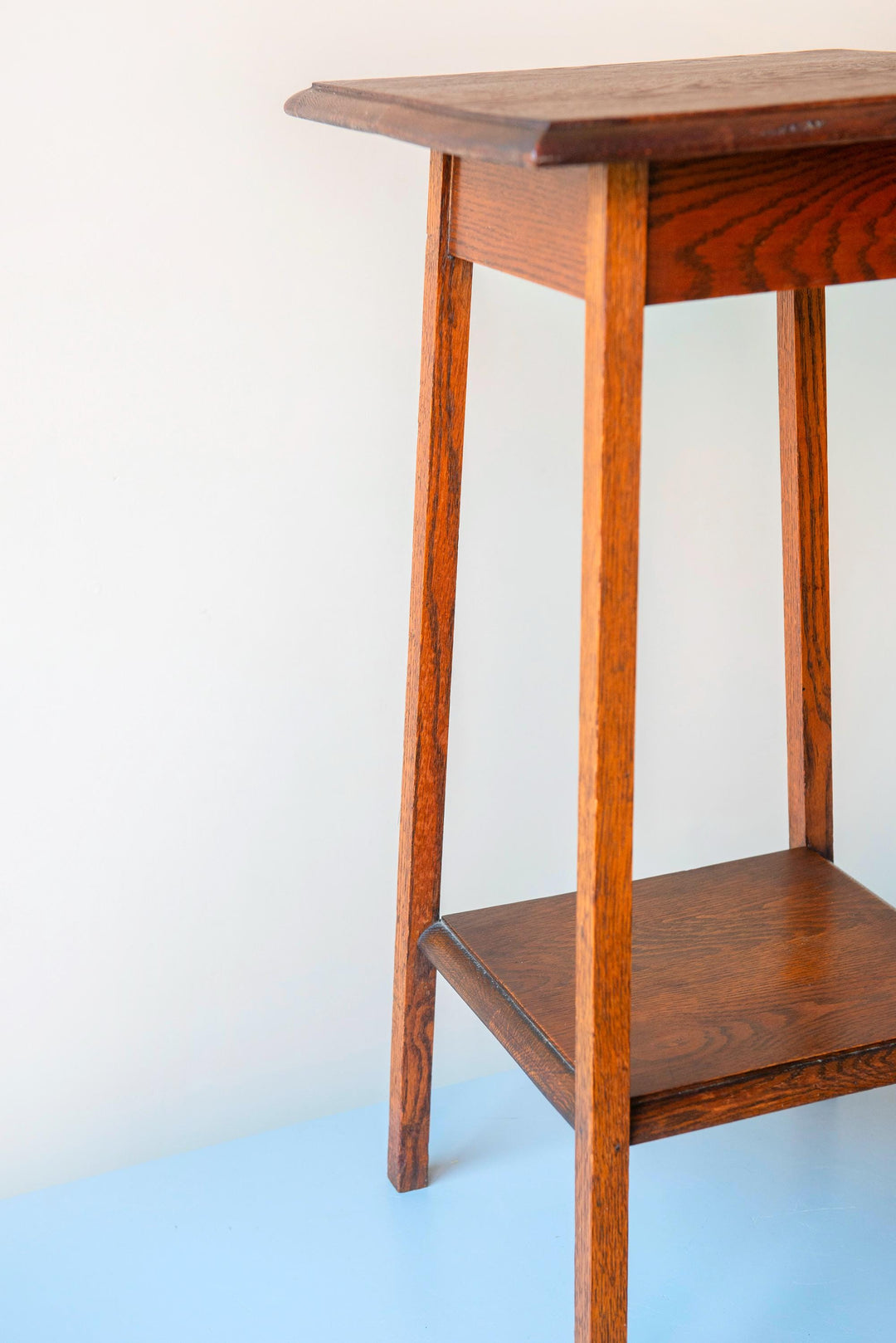 Art Deco Side Table - Solid Oak Two Tier Plant Stand