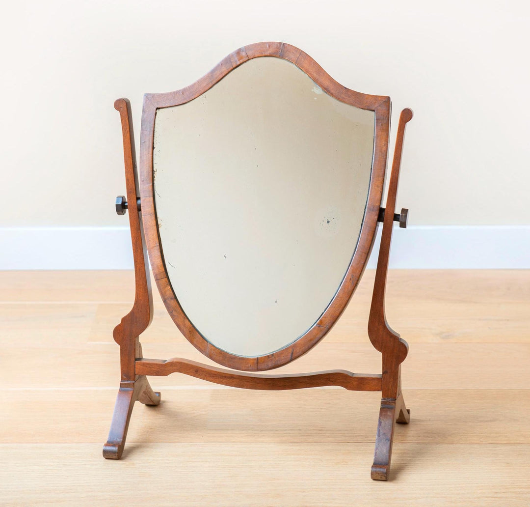 Antique Shield Mirror - English Mahogany Table Mirror