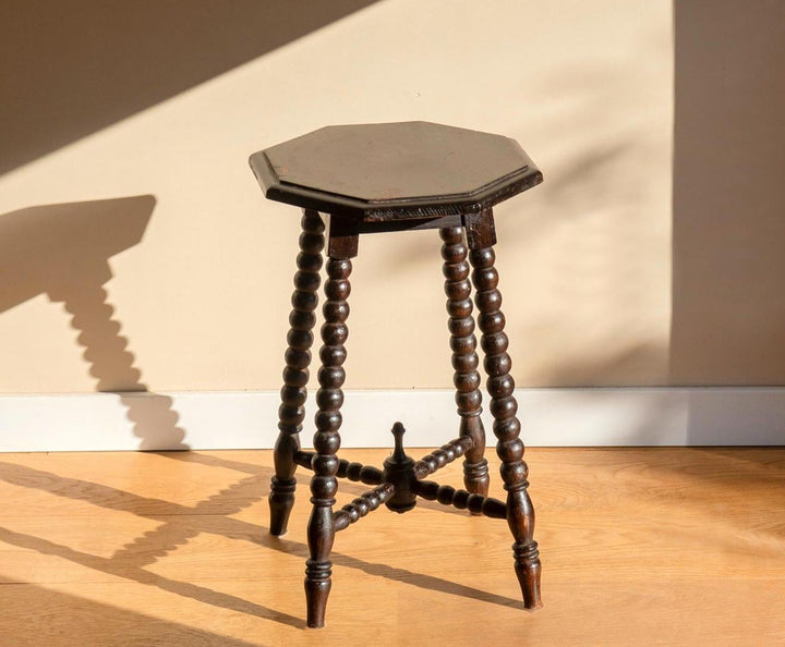 Antique Bobbin Stool - Octagonal Plant Stand, c. 1900