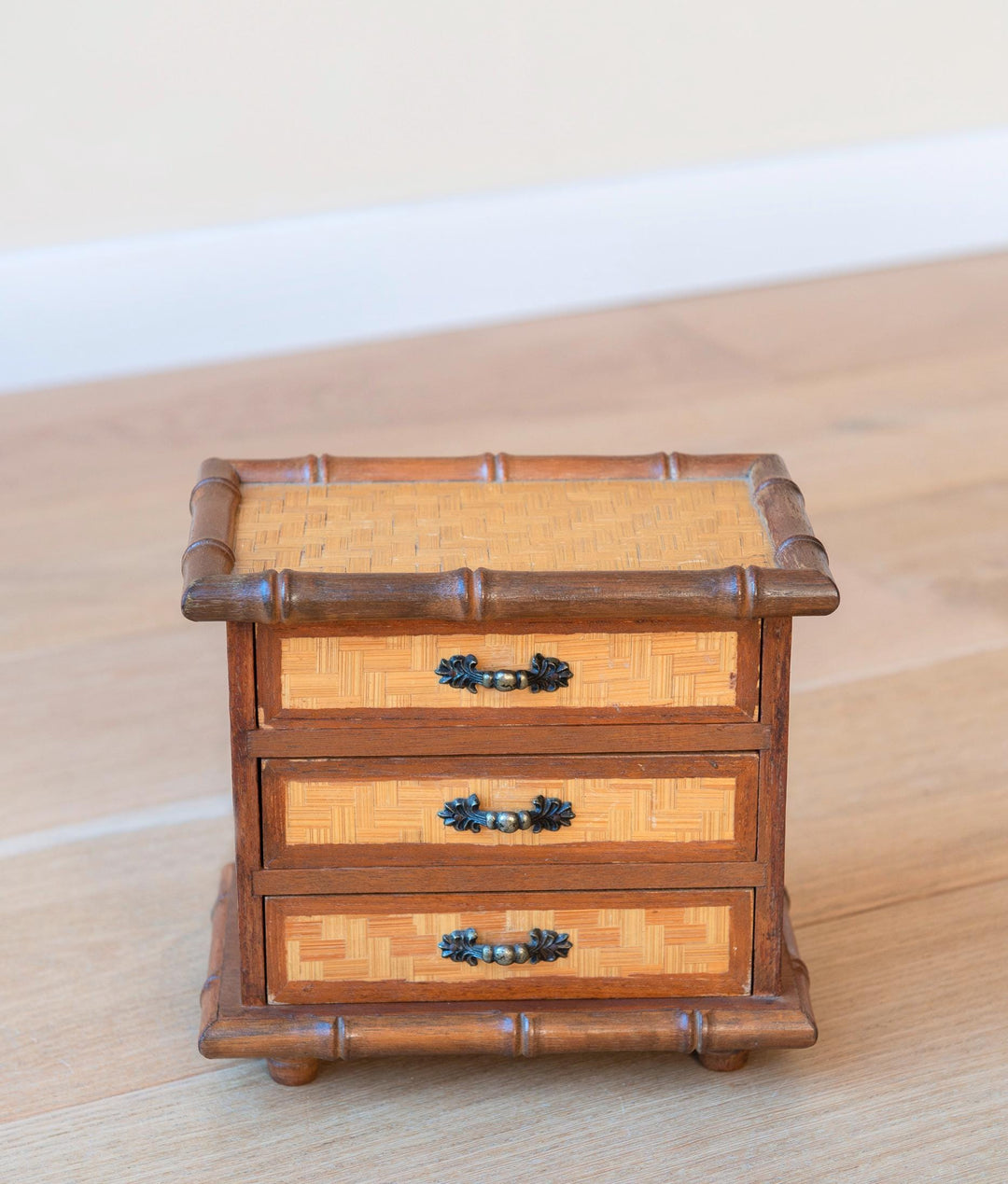 Vintage French Faux Bamboo Jewelry Chest