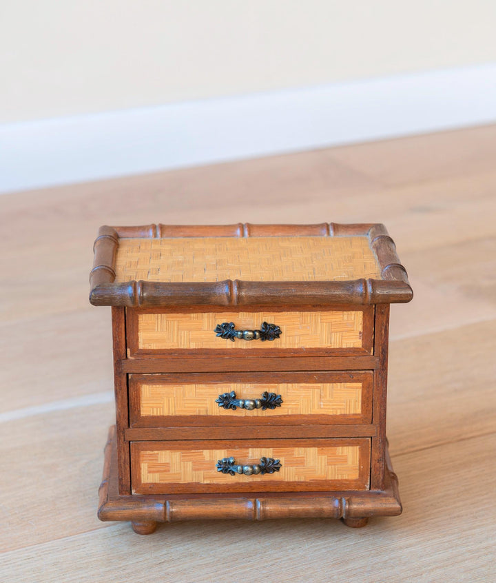 Vintage French Faux Bamboo Jewelry Chest