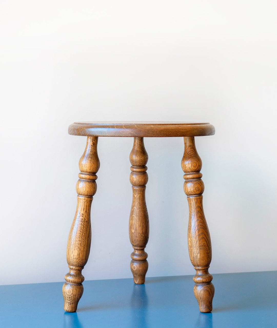 Antique Oak Stool with Turned Legs