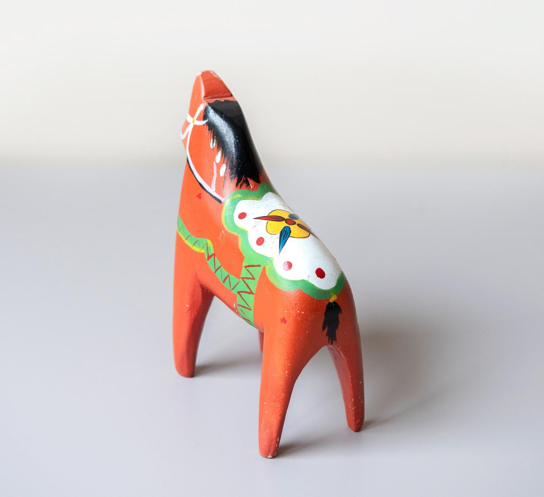 Vintage Swedish Red Dala Horse Statue – 1970s