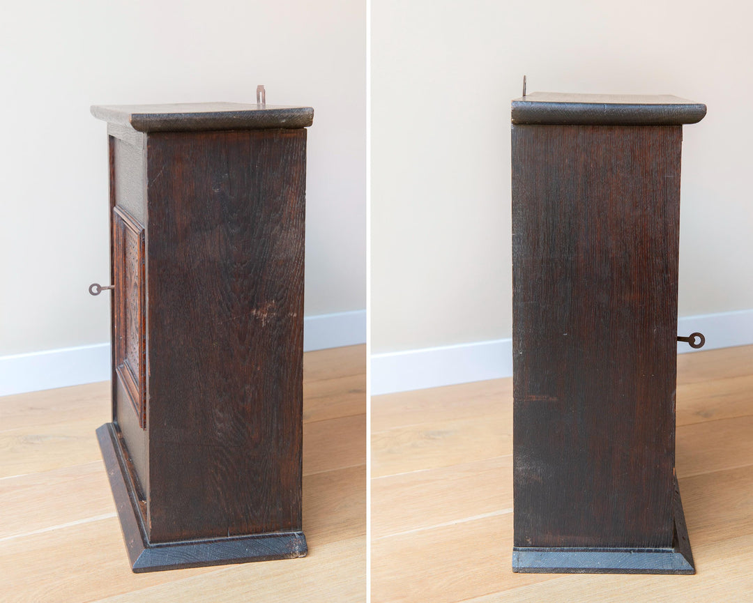Antique Dutch Carved Wooden Wall Cabinet - Folk Art