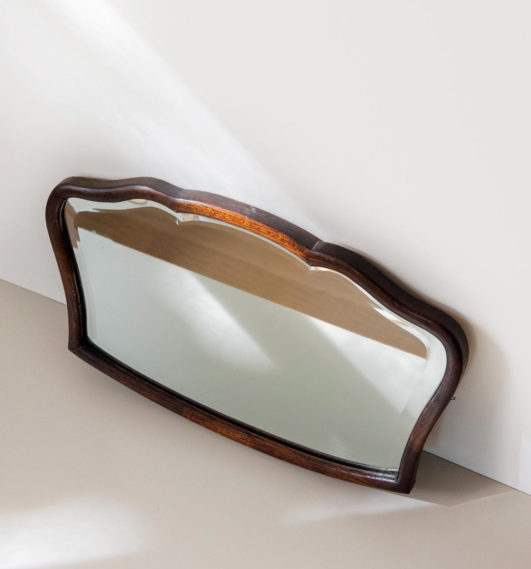 Antique Oak Wall Mirror - Dutch Victorian Wide Mirror