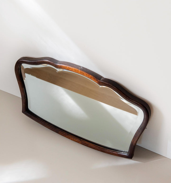 Antique Oak Wall Mirror - Dutch Victorian Wide Mirror