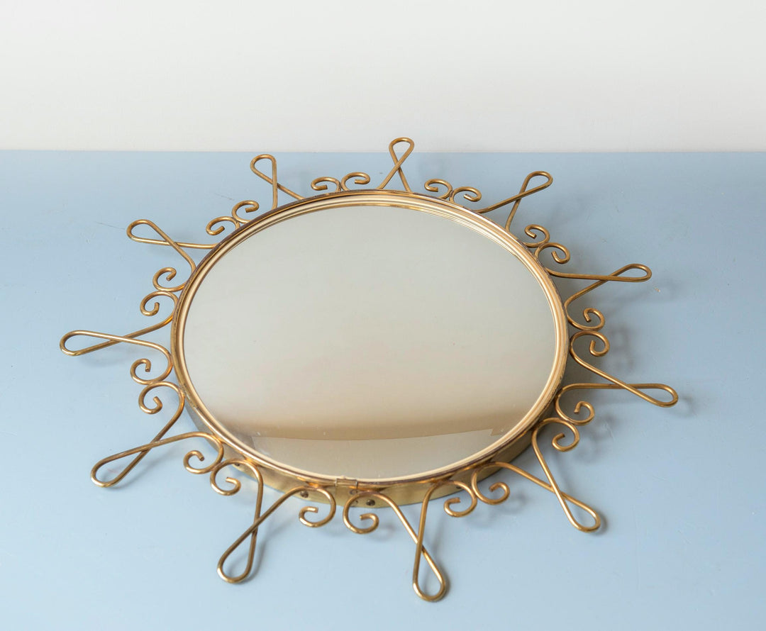 Vintage Belgian Convex Sunburst Mirror - Deknudt