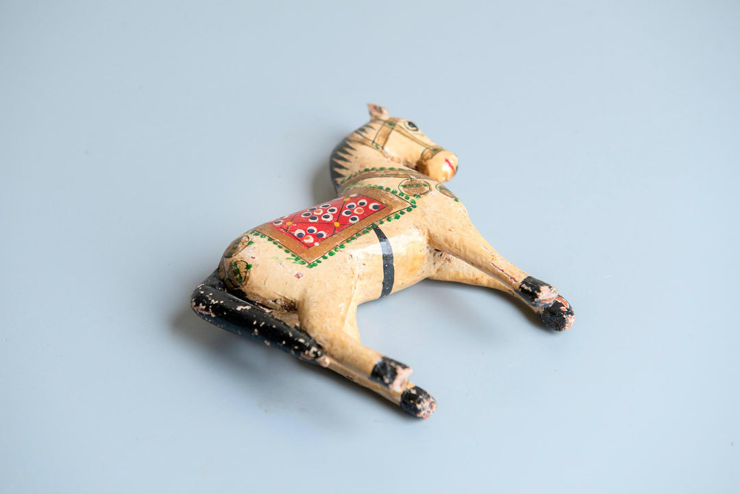 Small Antique Indian Rajasthani Wooden Wedding Horse