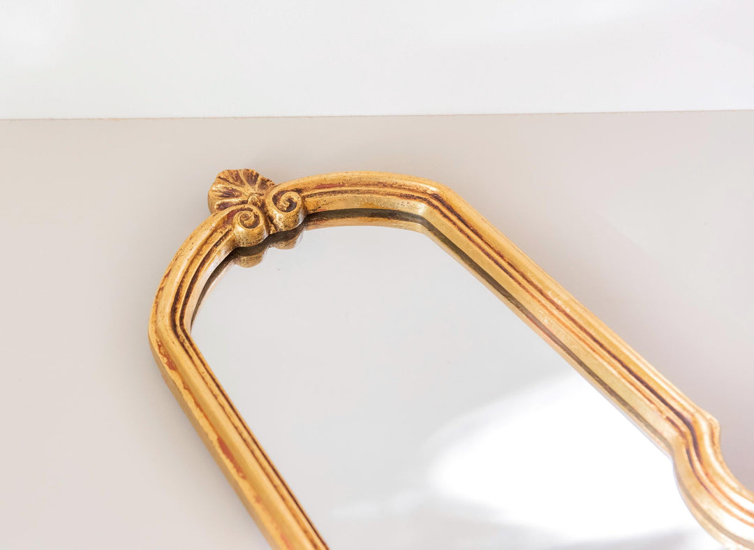 Vintage Gilt Wall Mirror With Crest - Ornate Rococo Style