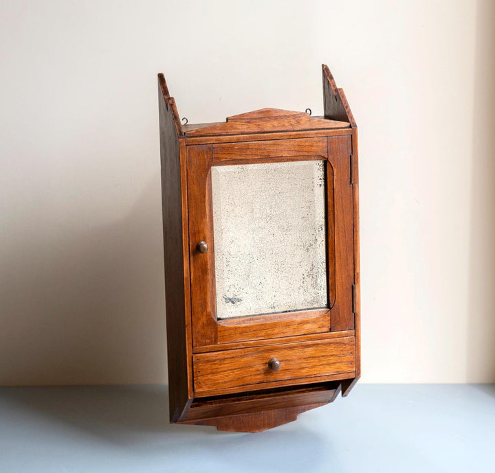 Antique French Wall Cabinet With Foxed Mirror