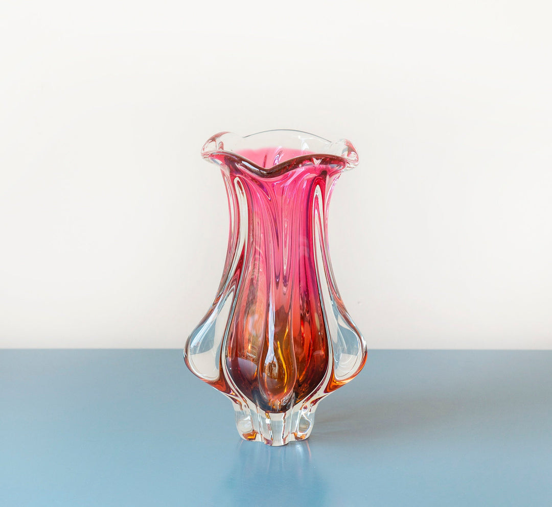 Vintage Josef Hospodka Pink Art Glass Vase