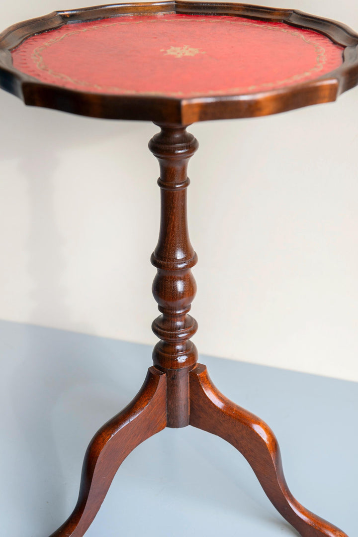 Antique Leather Top Wine Table