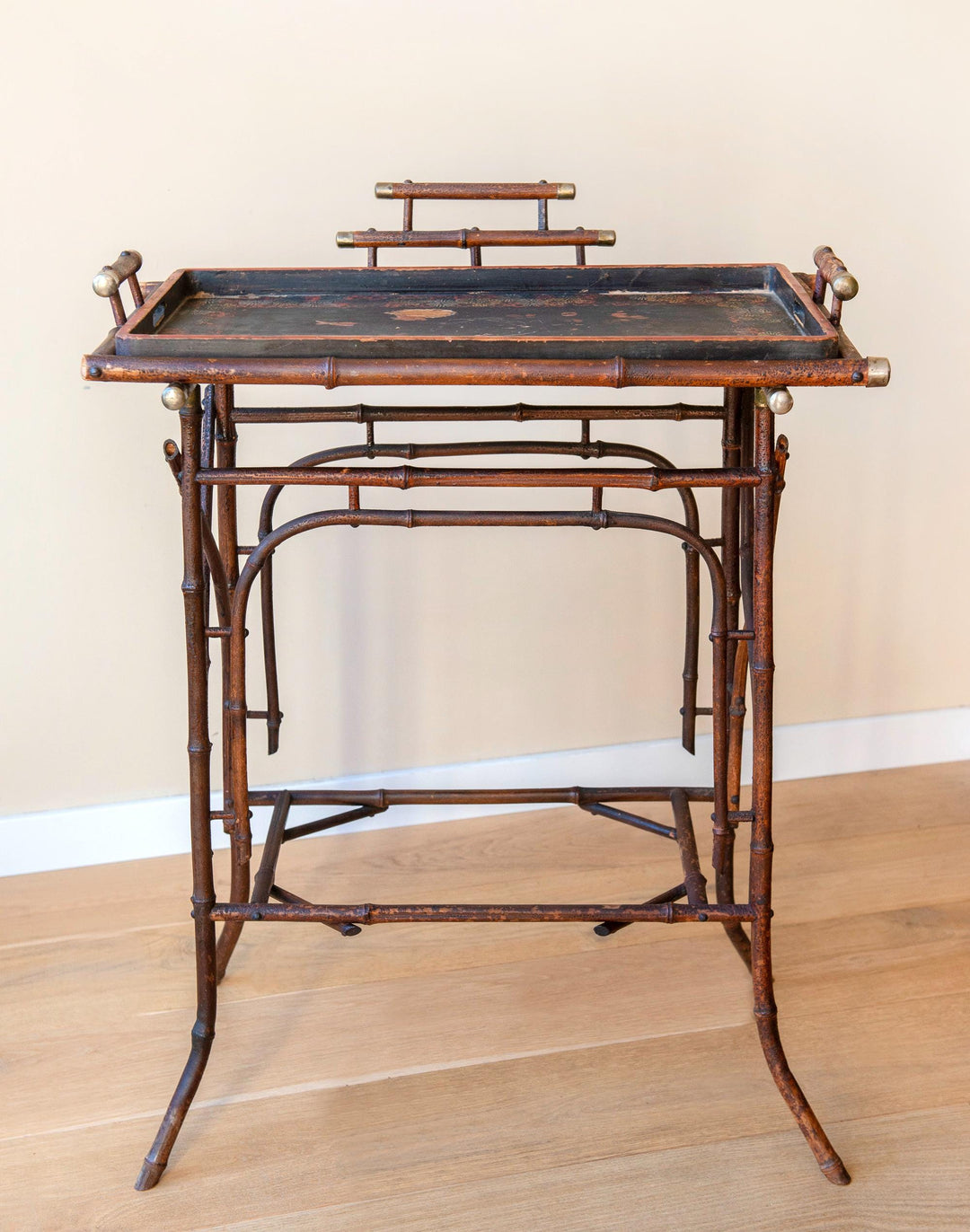 Antique Japanese Bamboo Side Table - Victorian Butler Tray