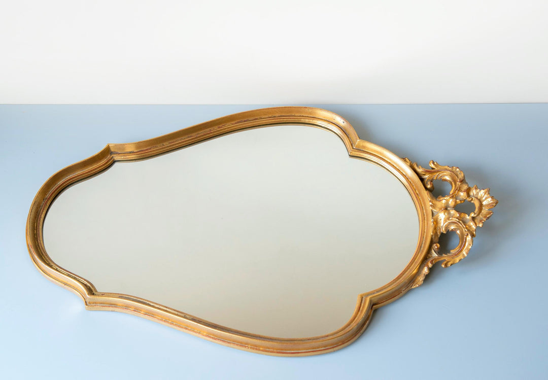 Vintage Belgian Deknudt Scalloped Gold Wall Mirror