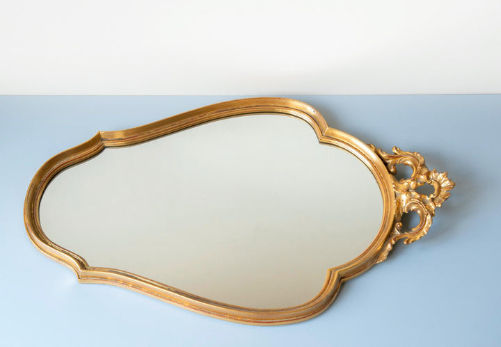Vintage Belgian Deknudt Scalloped Gold Wall Mirror